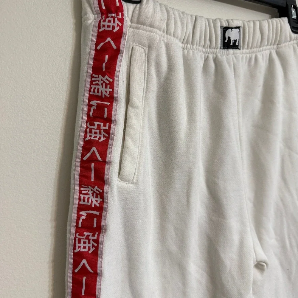 American Stitch Mens White Joggers Red Kanji Side Stripe Sweatpants‎ Size M